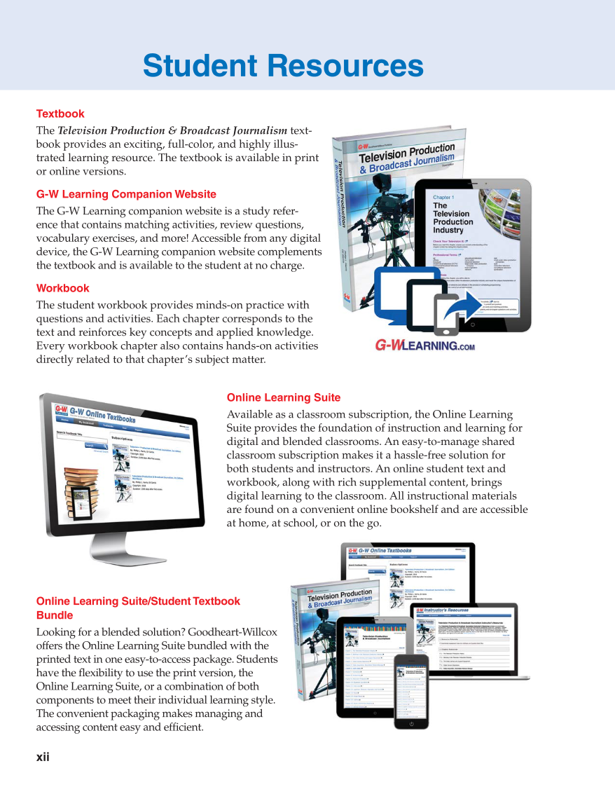 Television Production & Broadcast Journalism, 3rd Edition page xii