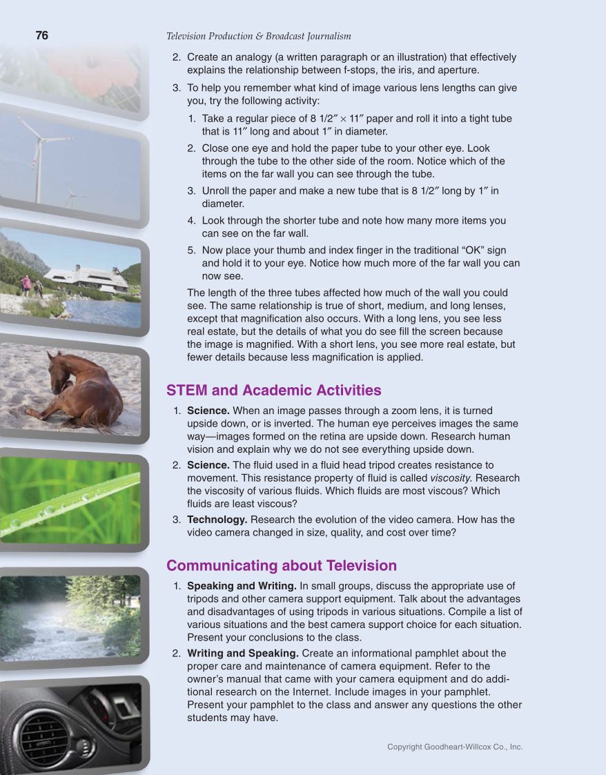 Television Production & Broadcast Journalism, 3rd Edition page 76