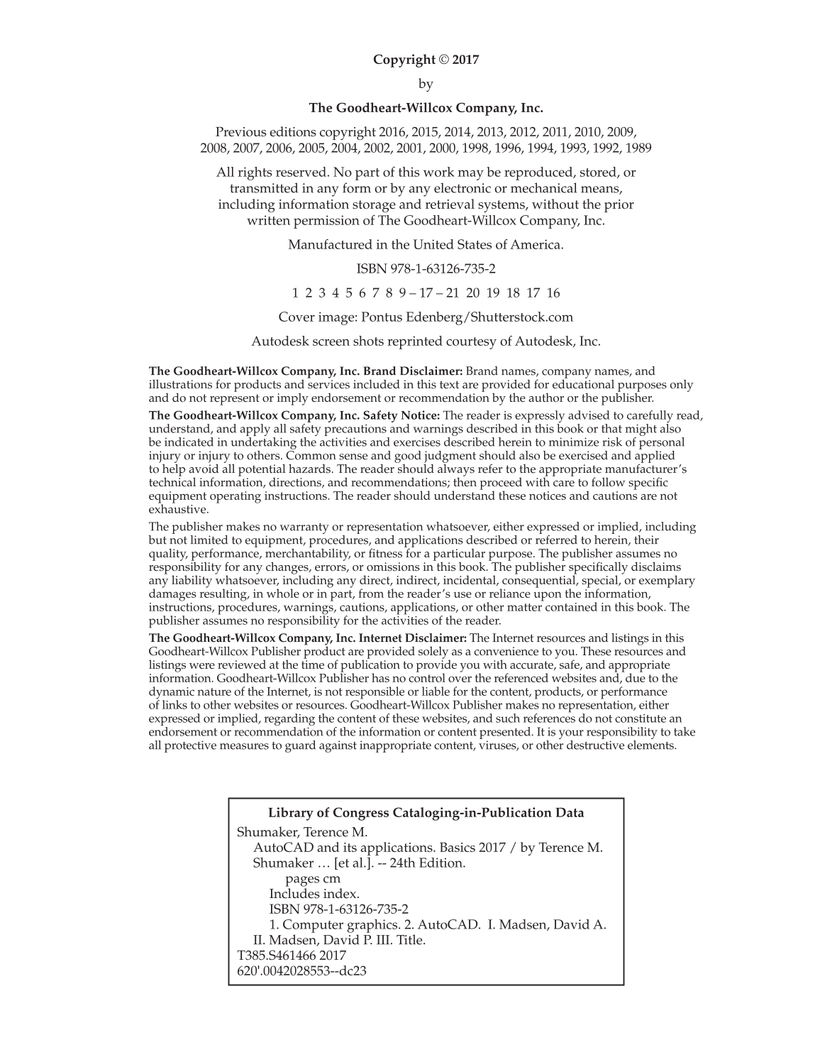 AutoCAD and Its Applications—Basics 2017, 24th Edition page ii