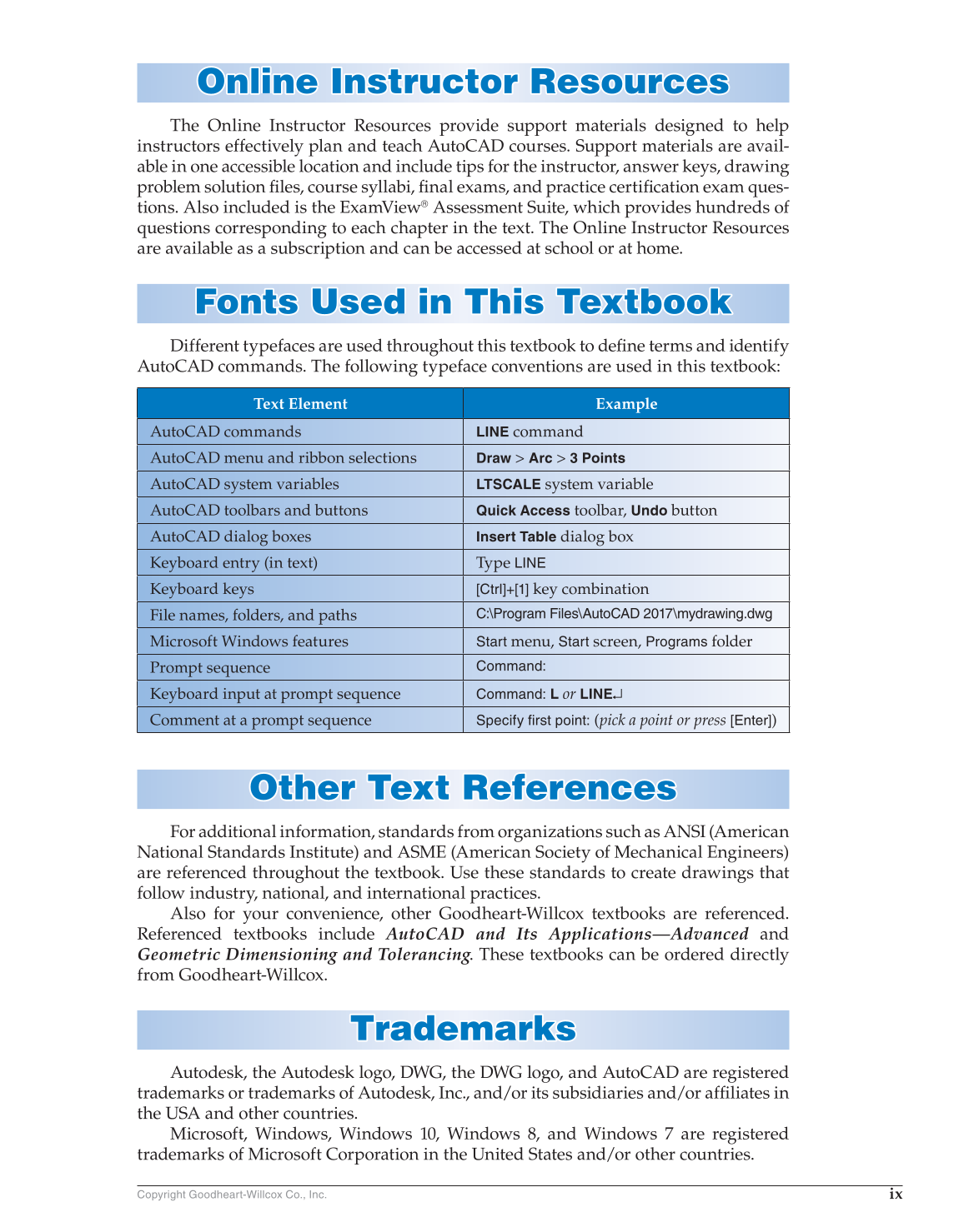 AutoCAD and Its Applications—Basics 2017, 24th Edition page ix