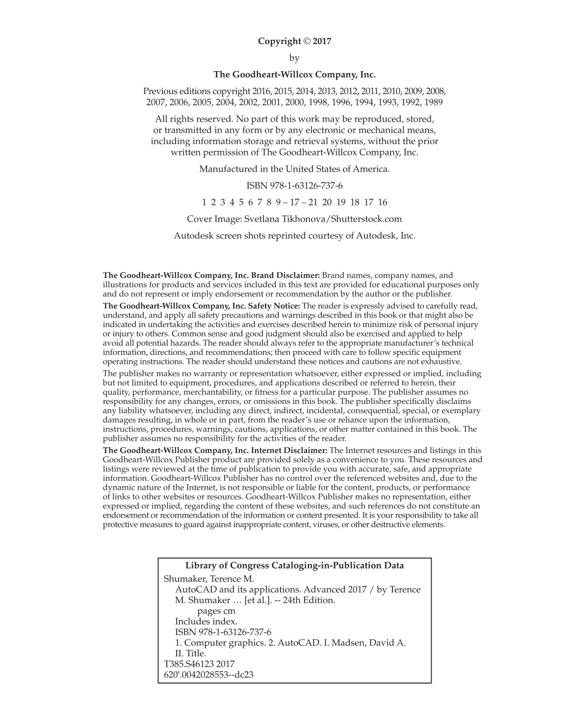 AutoCAD and Its Applications—Advanced 2017, 24th Edition page ii