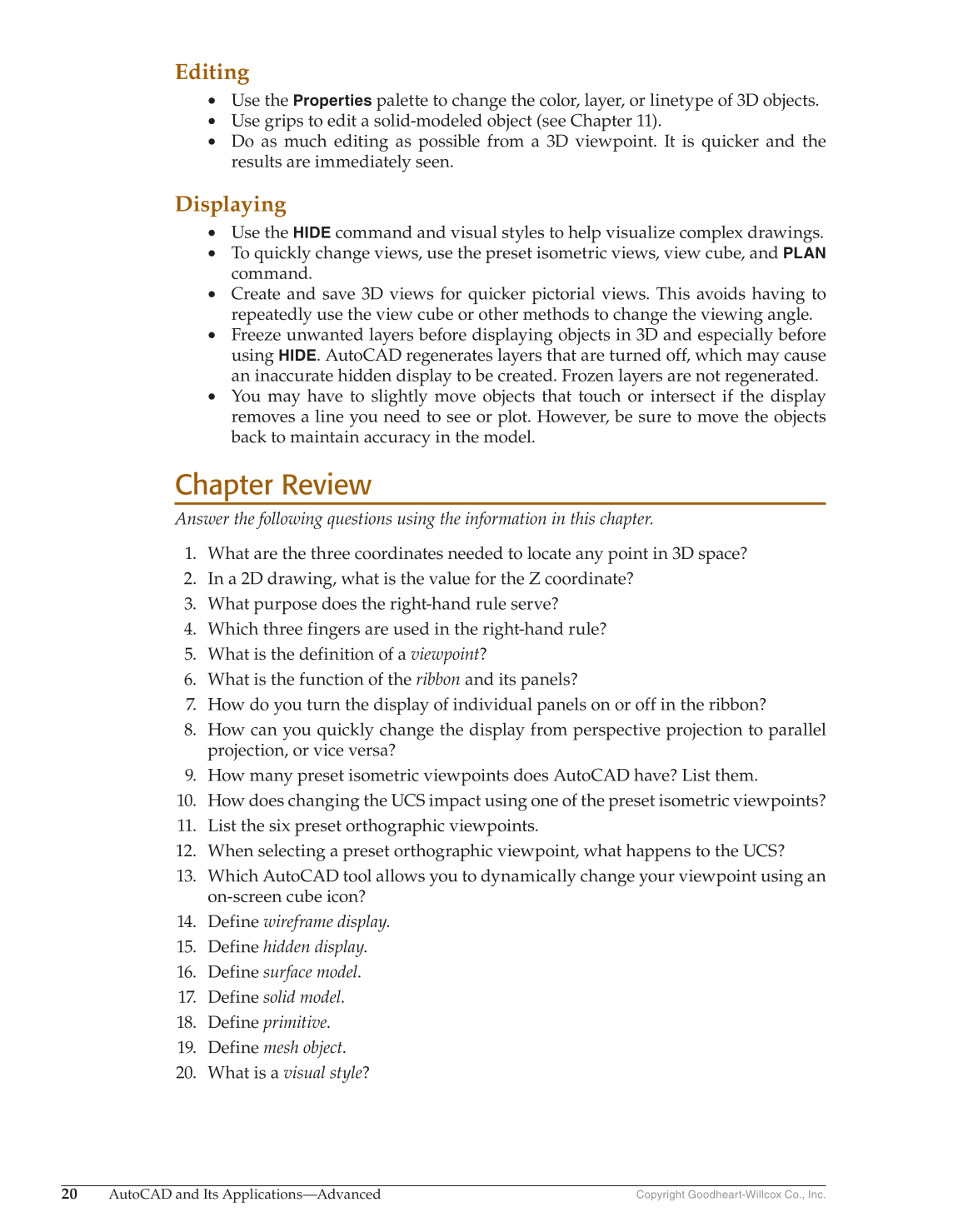 AutoCAD and Its Applications—Advanced 2017, 24th Edition page 20