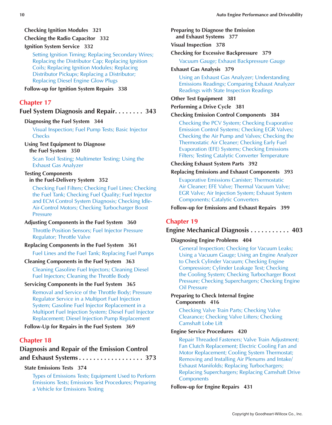 Auto Engine Performance and Driveability, 4th Edition page 10