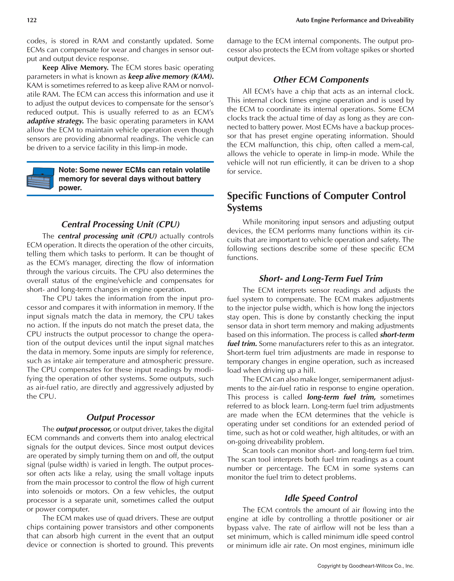 Auto Engine Performance and Driveability, 4th Edition page 122
