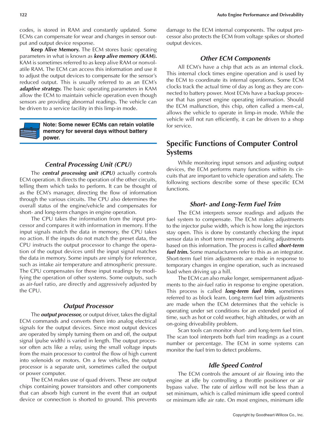 Auto Engine Performance and Driveability, 4th Edition page 122