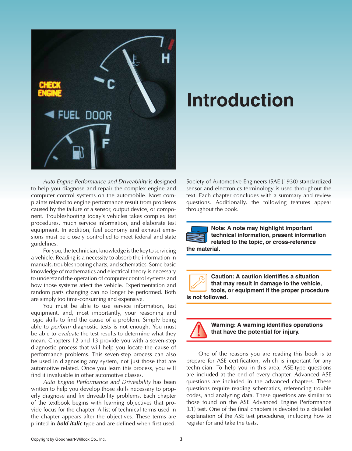 Auto Engine Performance and Driveability, 4th Edition page 3