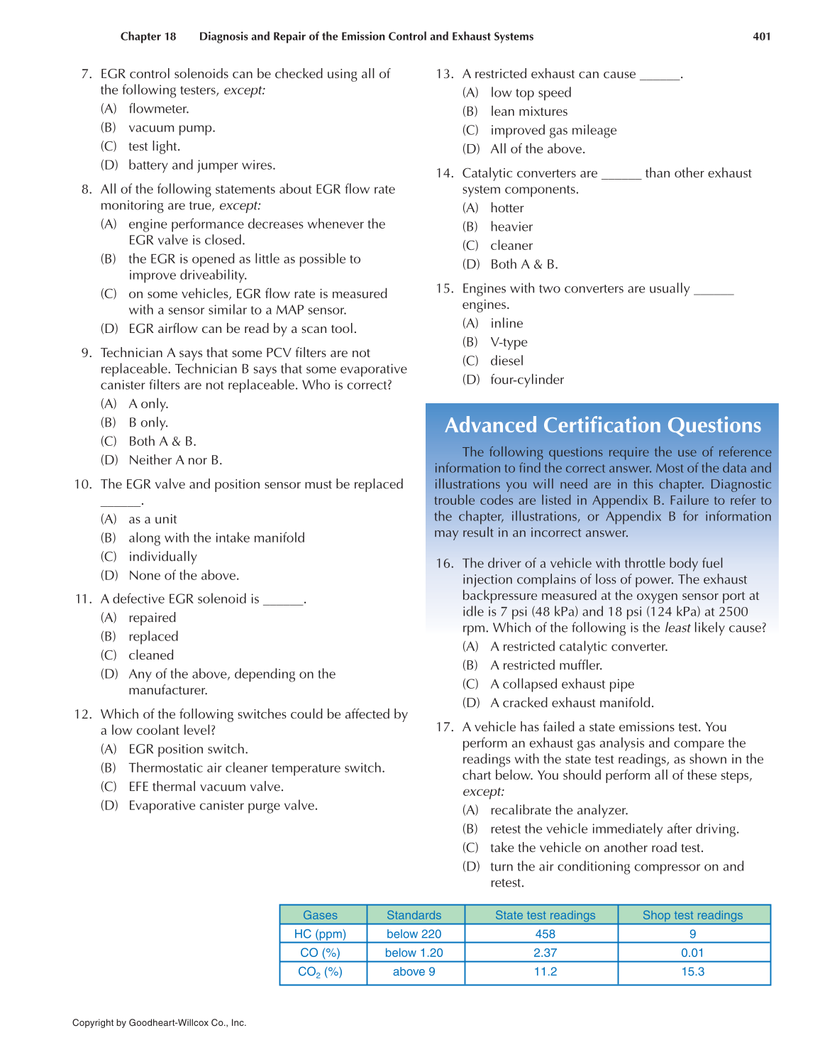 Auto Engine Performance and Driveability, 4th Edition page 401