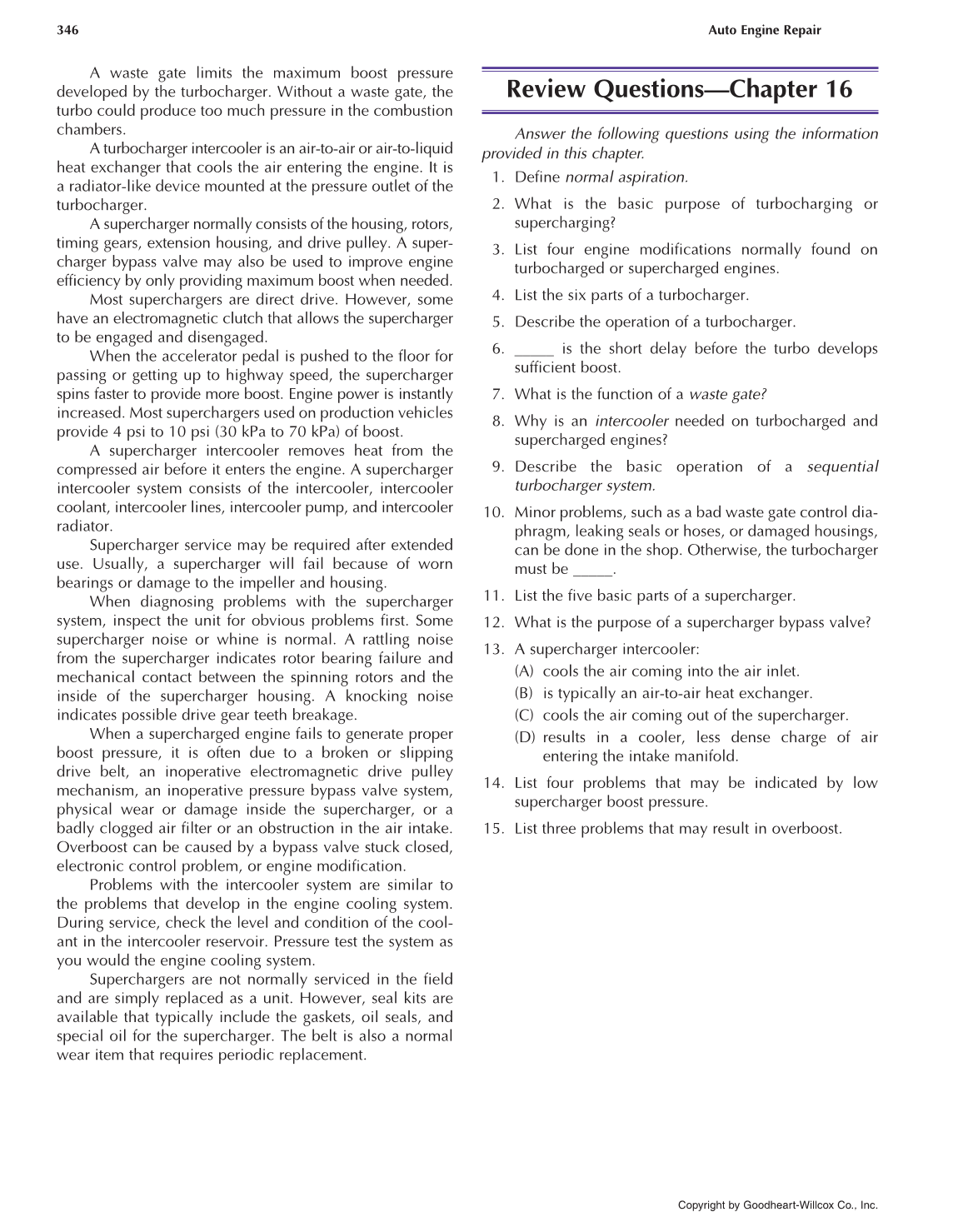 Auto Engine Repair, 6th Edition page 346