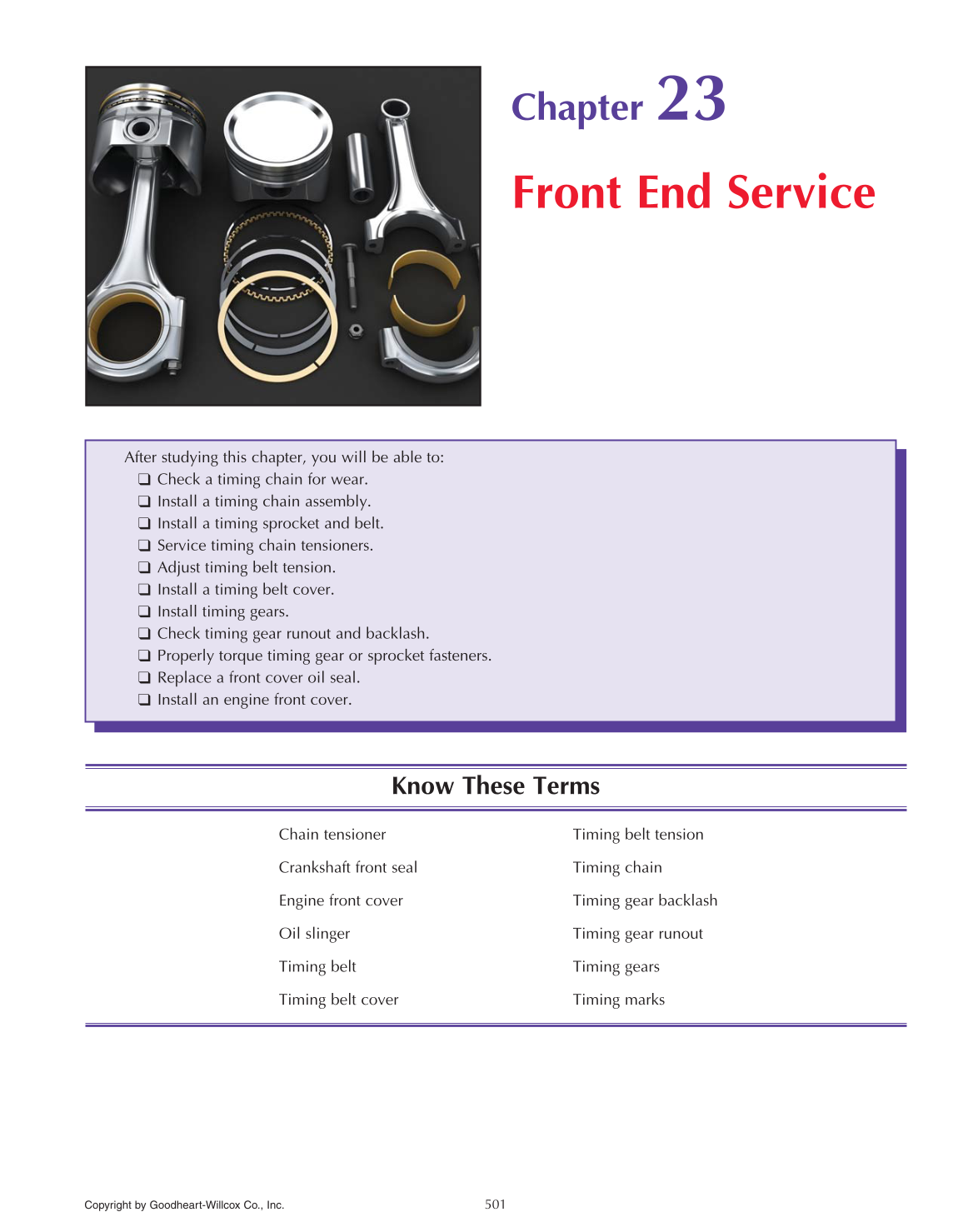 Auto Engine Repair, 6th Edition page 501