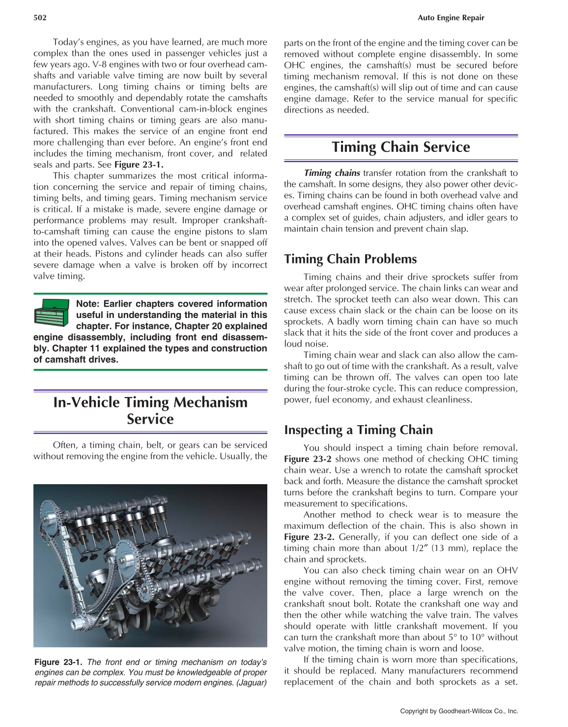 Auto Engine Repair, 6th Edition page 502