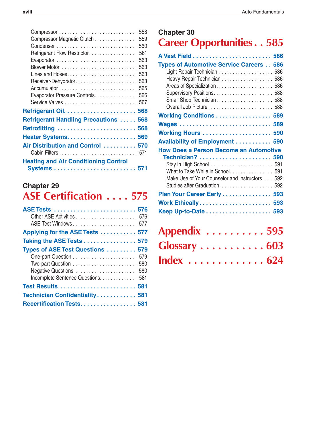 Auto Fundamentals, 11th Edition page xviii