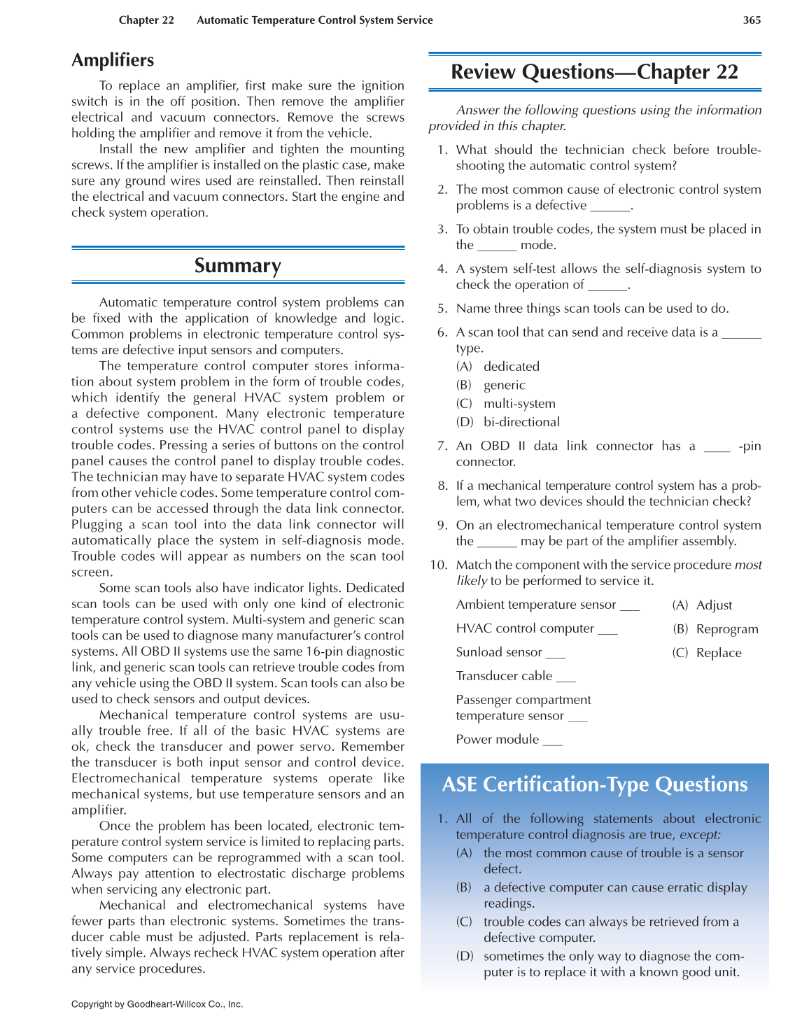 Auto Heating and Air Conditioning, 4th Edition page 365