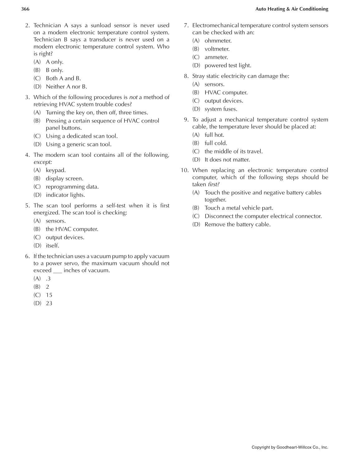 Auto Heating and Air Conditioning, 4th Edition page 366