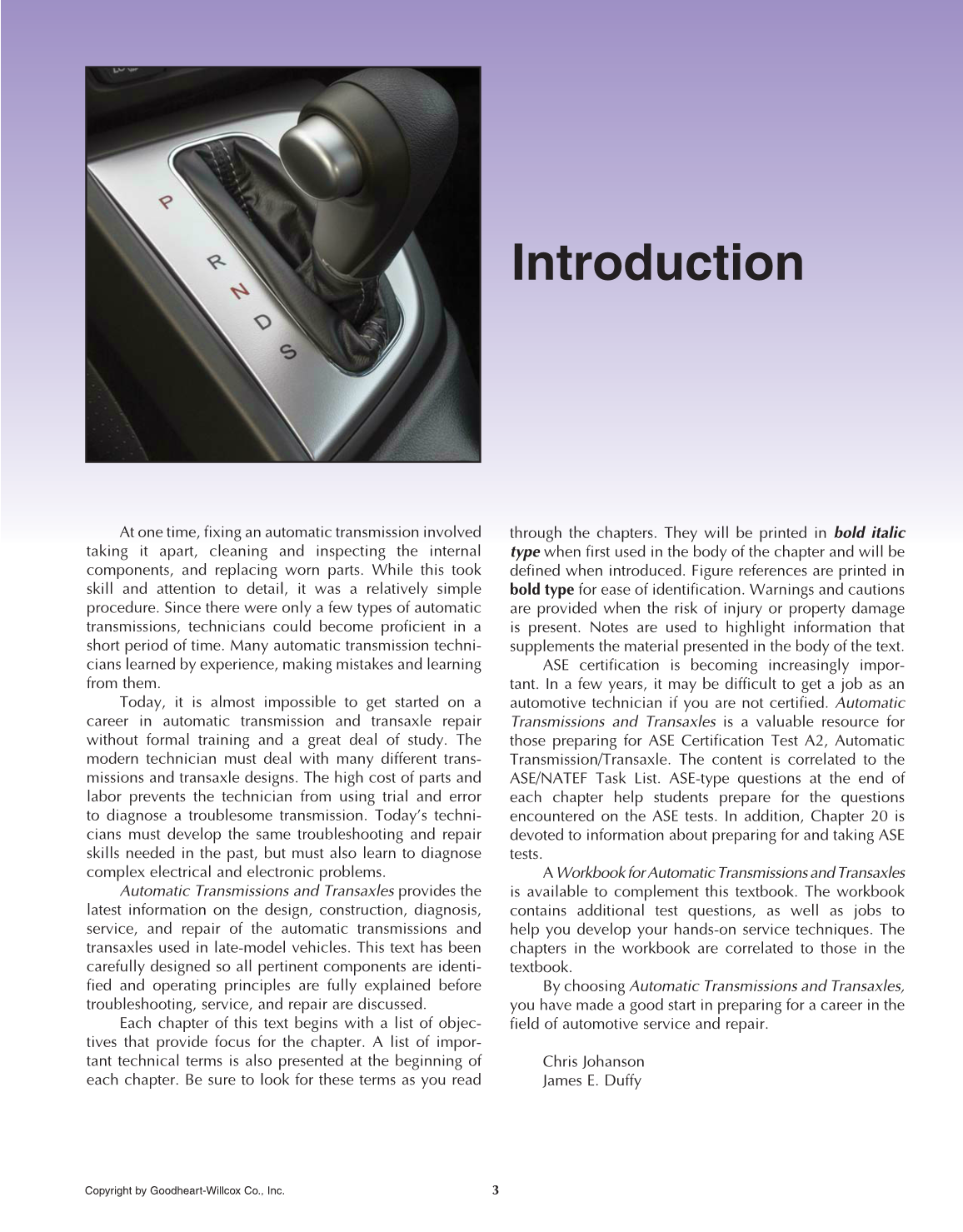 Automatic Transmissions and Transaxles, 4th Edition page 3