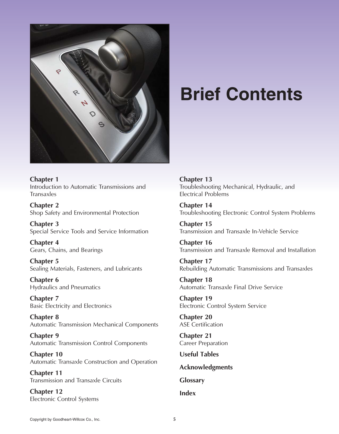 Automatic Transmissions and Transaxles, 4th Edition page 5