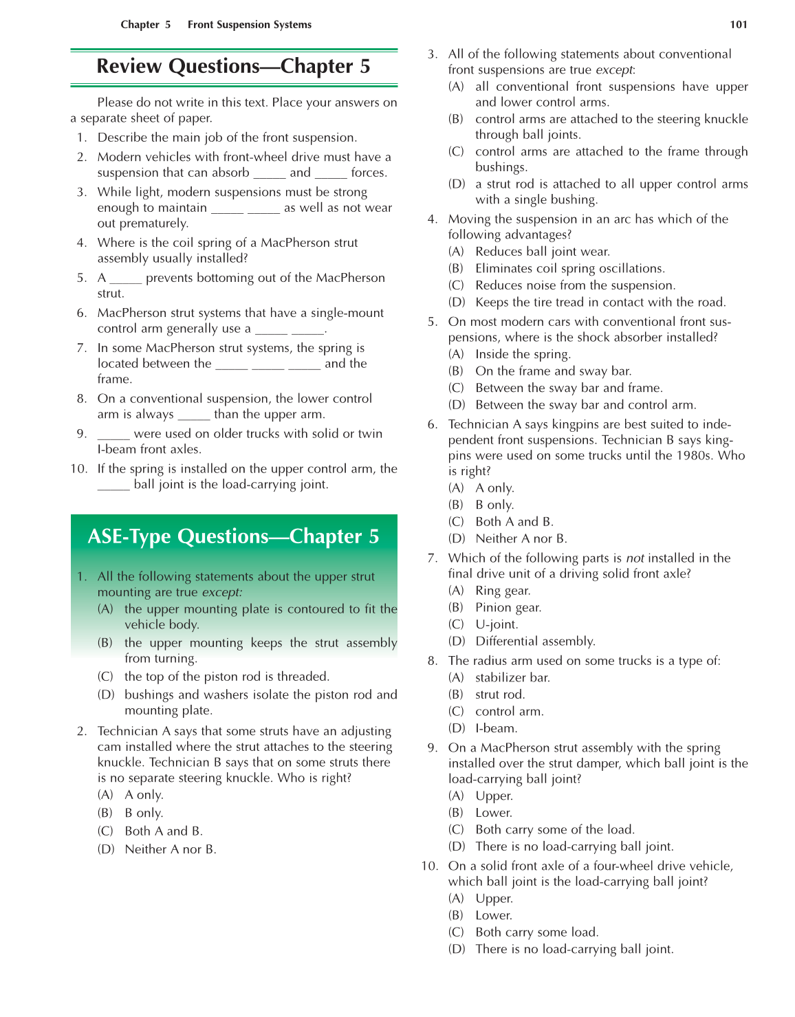 Auto Suspension and Steering, 4th Edition page 101