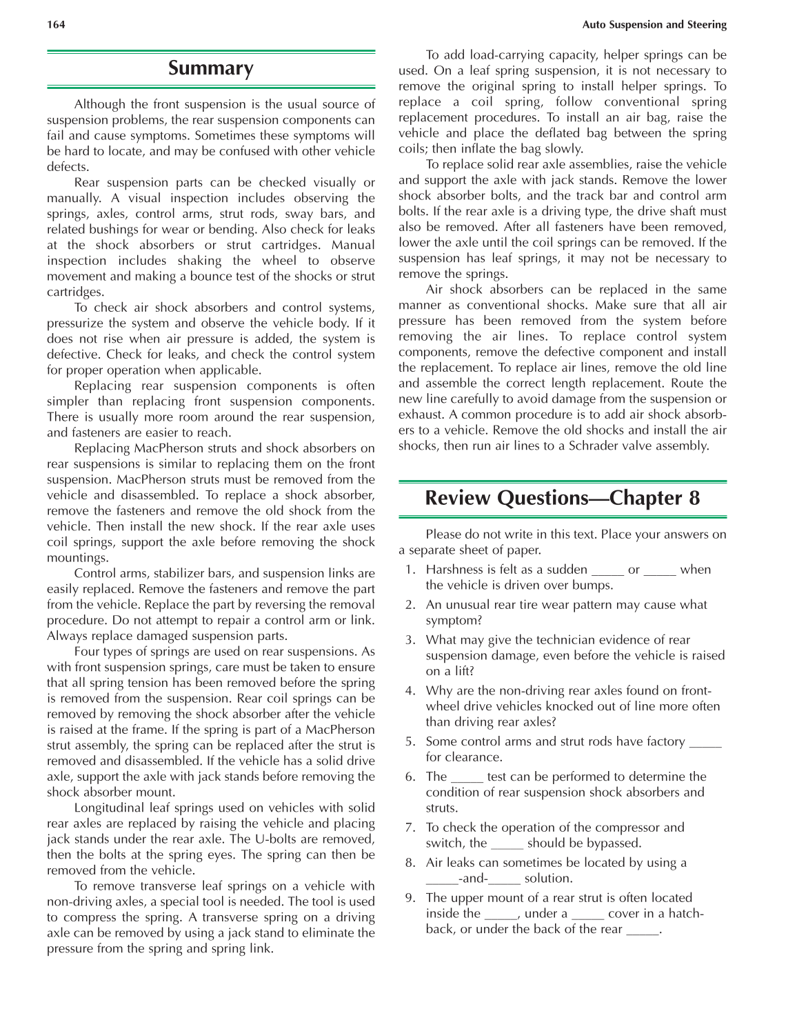 Auto Suspension and Steering, 4th Edition page 164