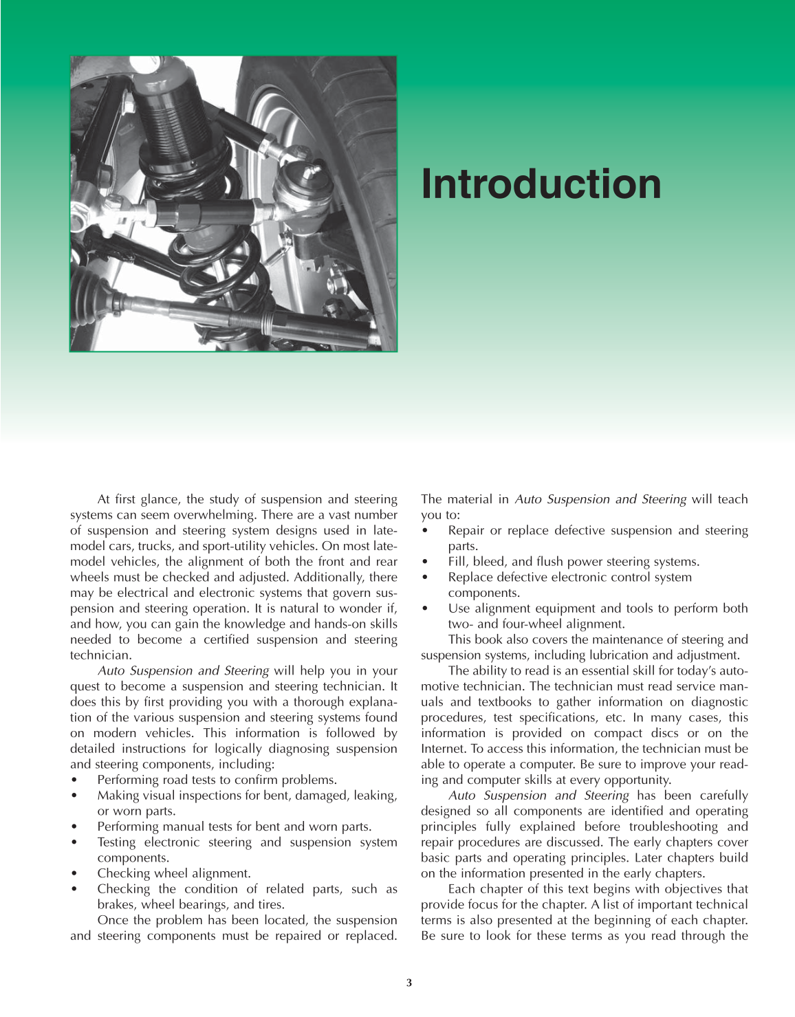Auto Suspension and Steering, 4th Edition page 3