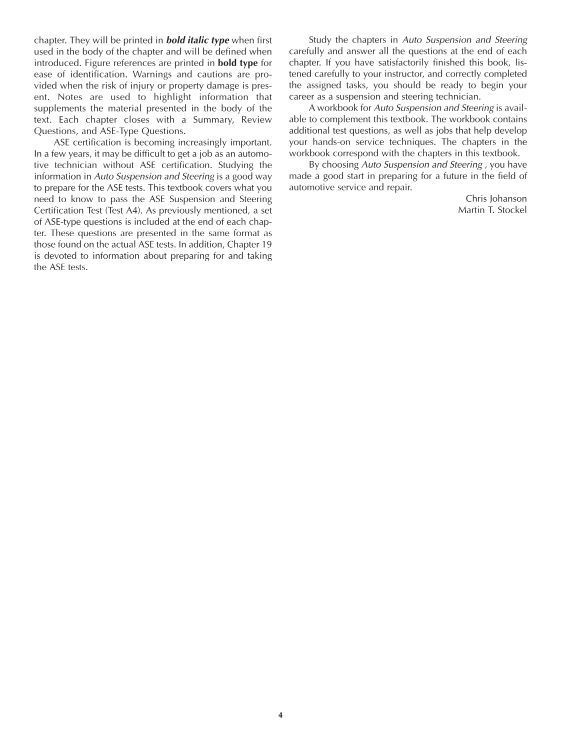 Auto Suspension and Steering, 4th Edition page 4