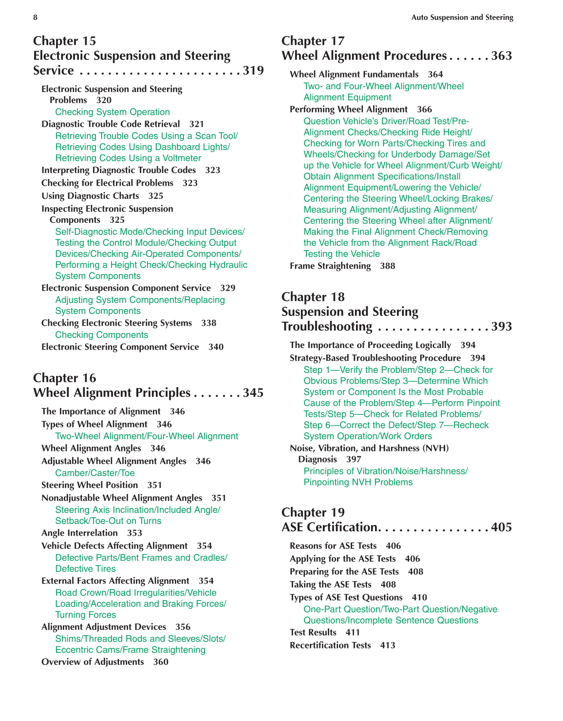 Auto Suspension and Steering, 4th Edition page 8