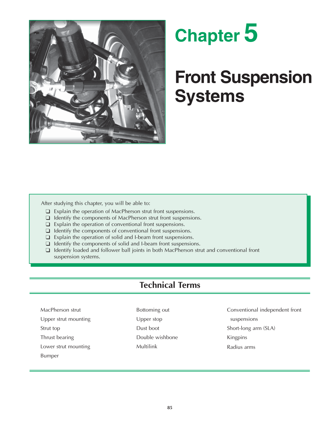 Auto Suspension and Steering, 4th Edition page 85