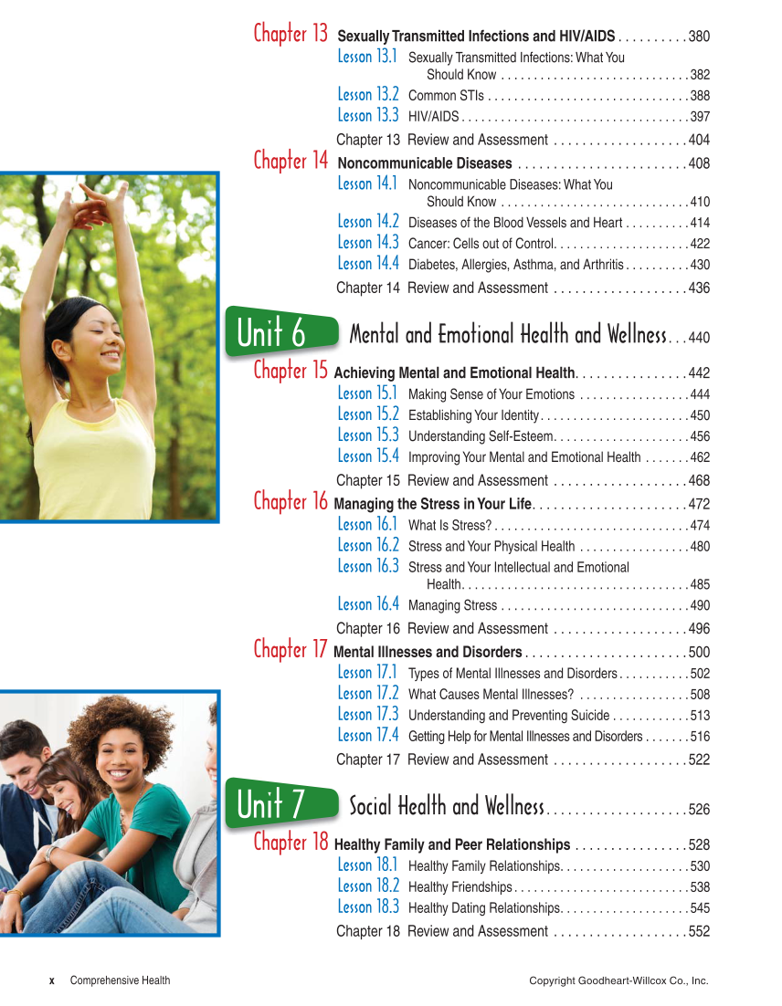 Comprehensive Health, 1st Edition page x
