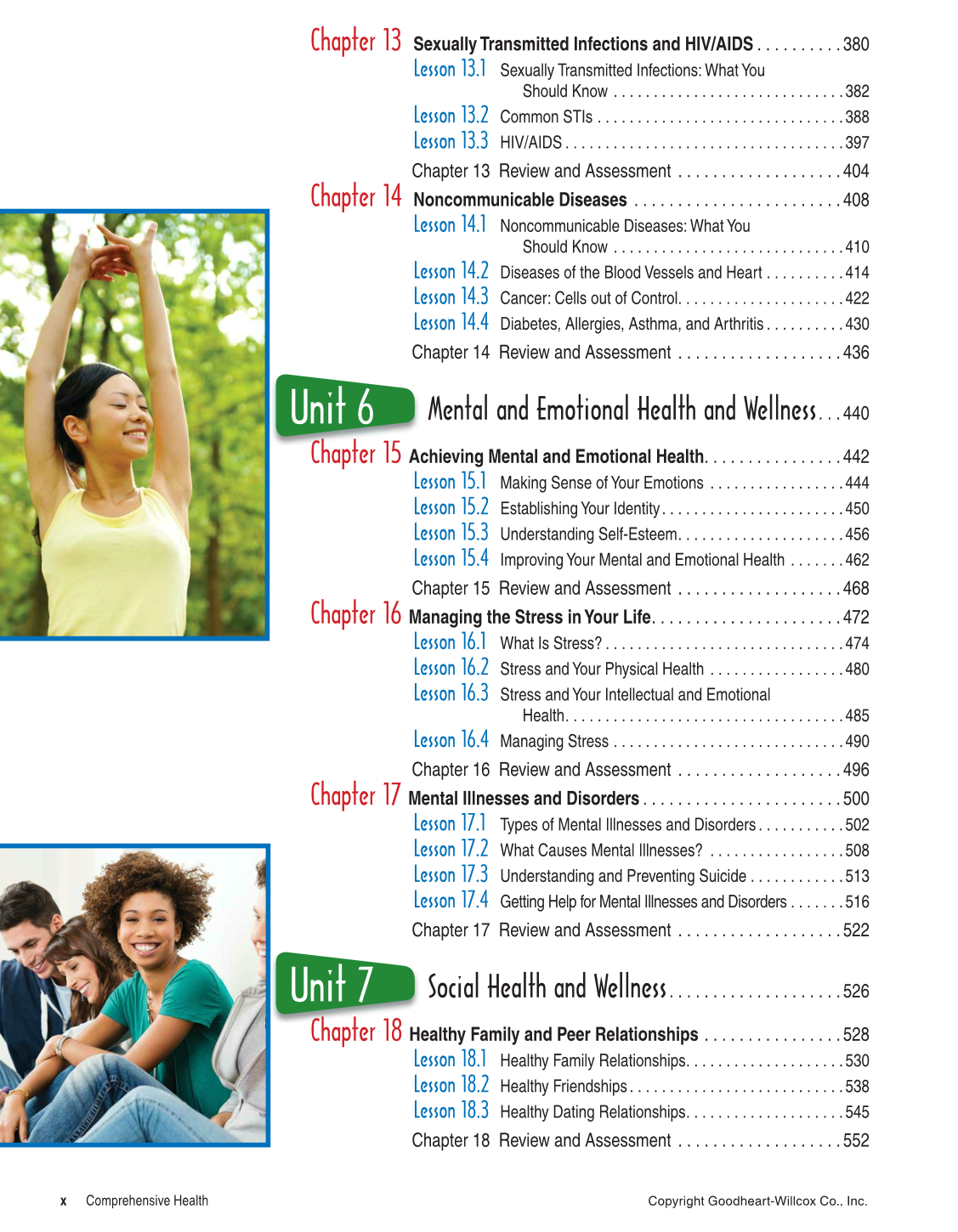 Comprehensive Health, 1st Edition page x