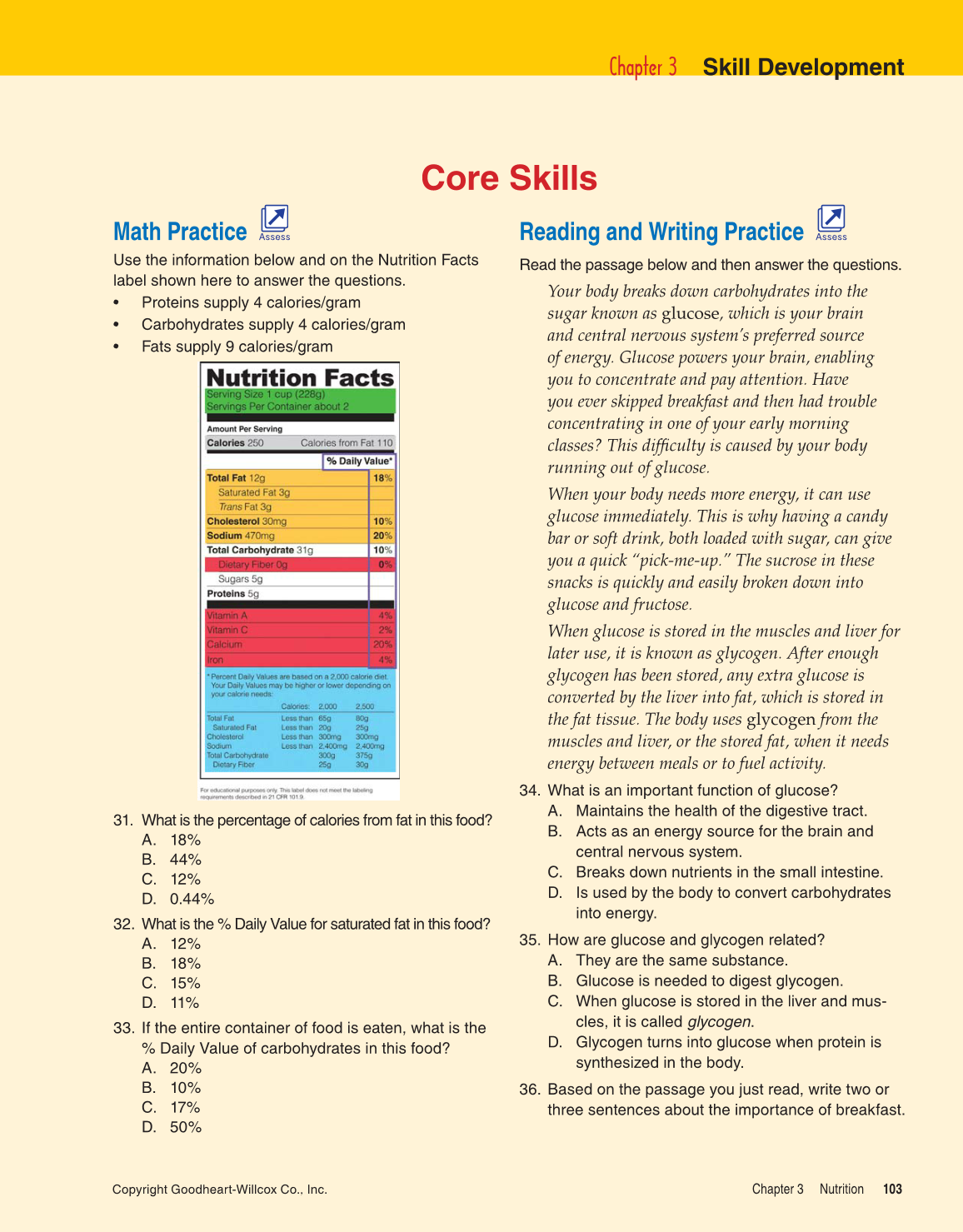 Comprehensive Health, 1st Edition page 103