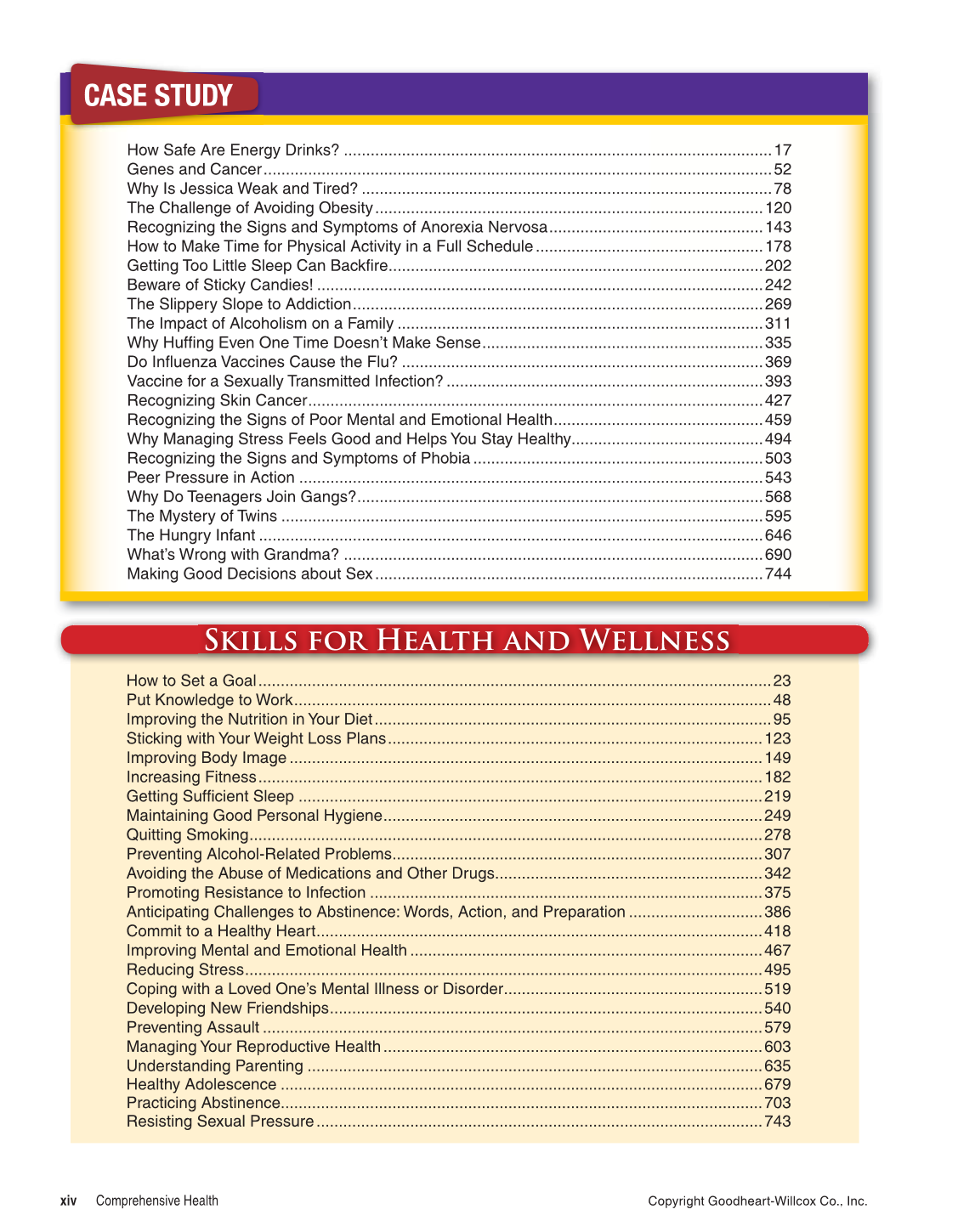 Comprehensive Health, 1st Edition page xiv