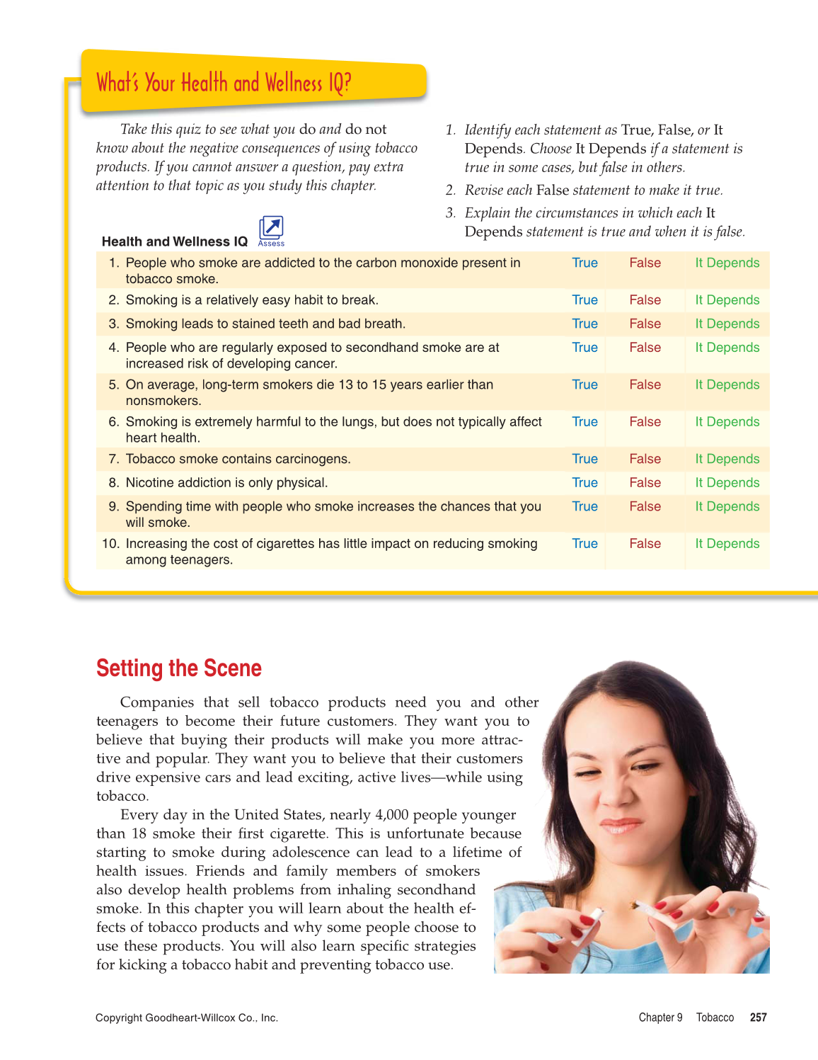 Comprehensive Health, 1st Edition page 257