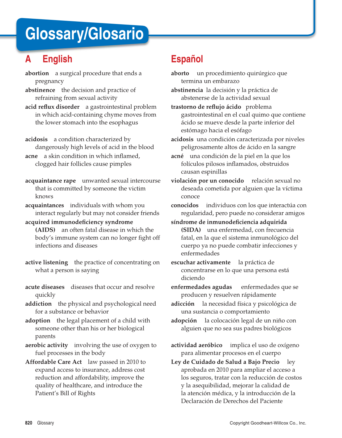 Comprehensive Health, 1st Edition page 820