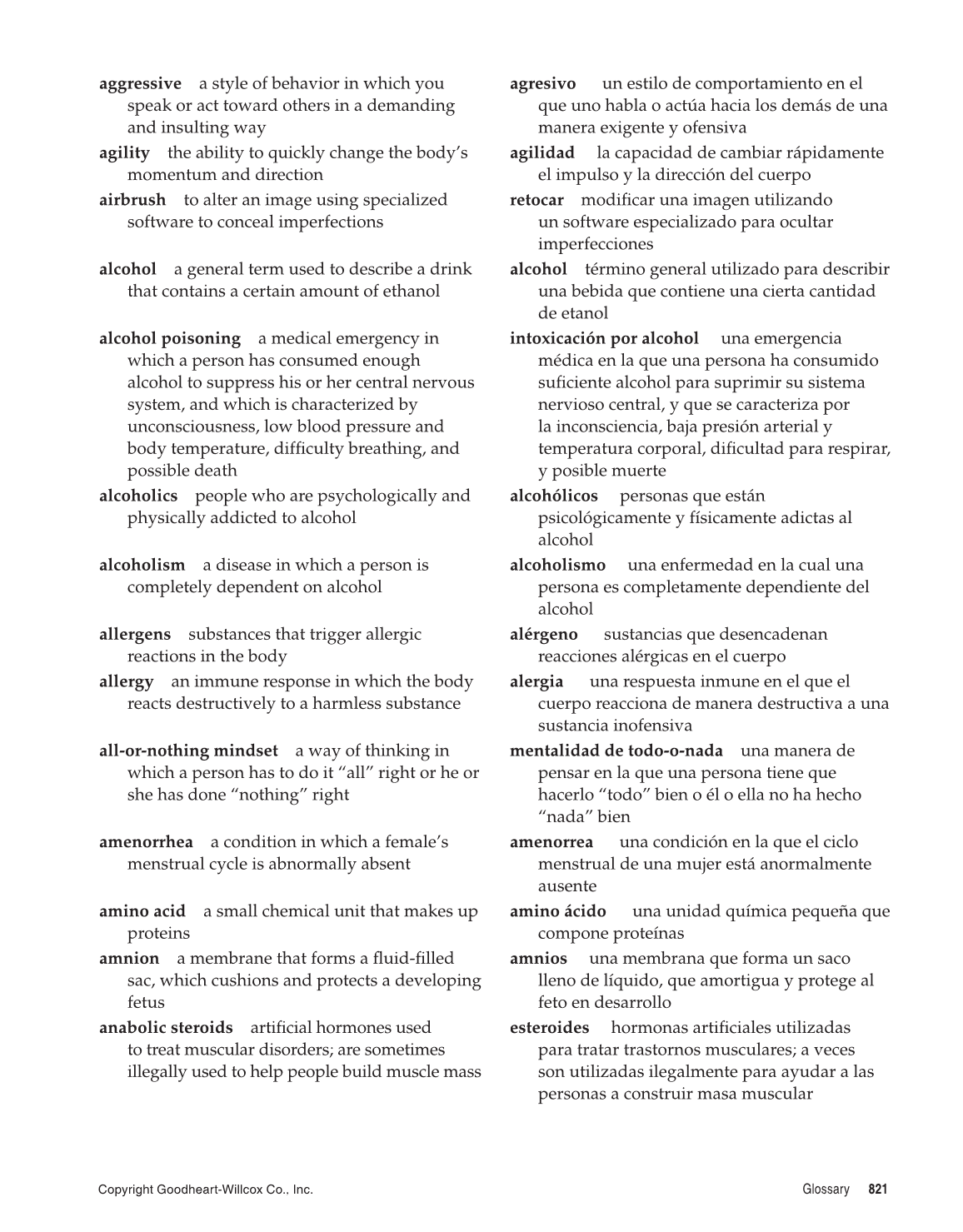 Comprehensive Health, 1st Edition page 821