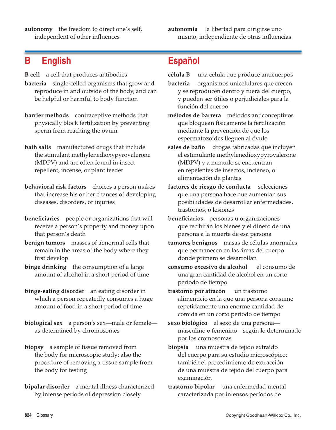 Comprehensive Health, 1st Edition page 824
