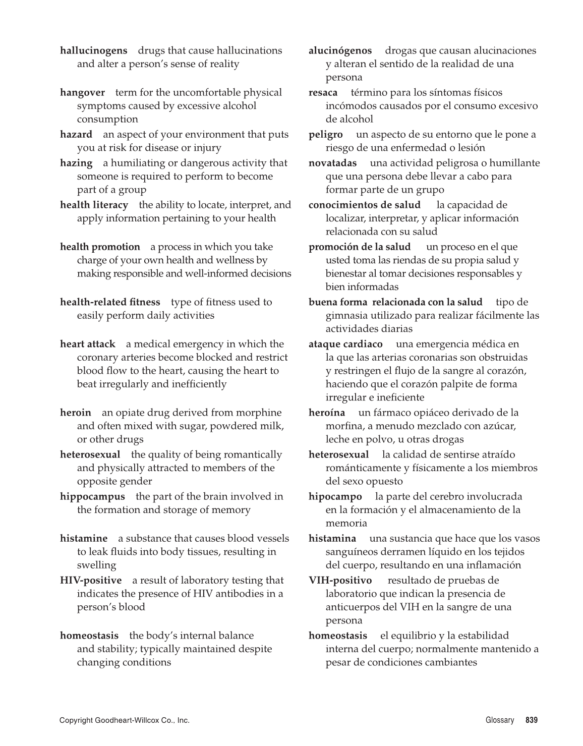 Comprehensive Health, 1st Edition page 839