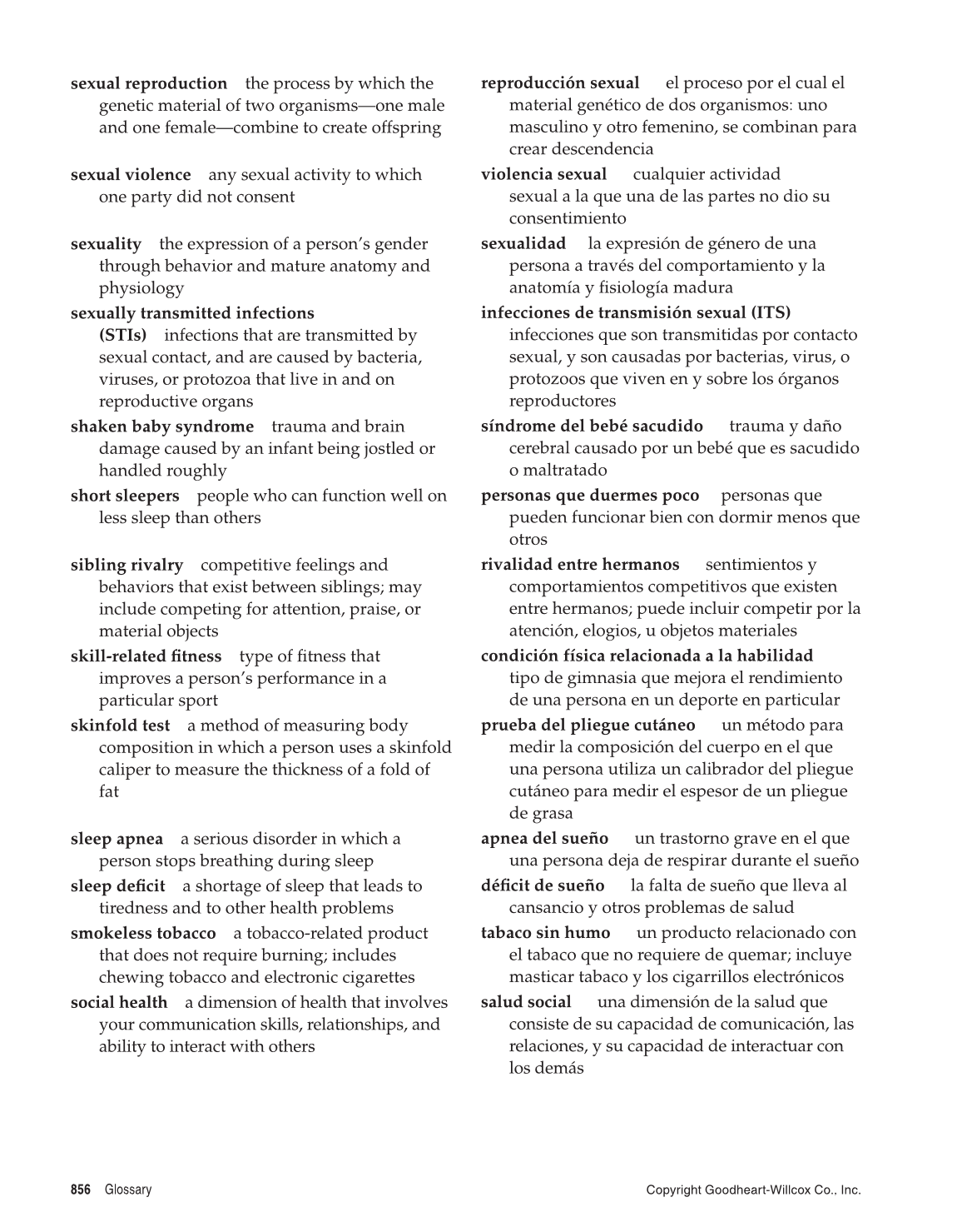 Comprehensive Health, 1st Edition page 856