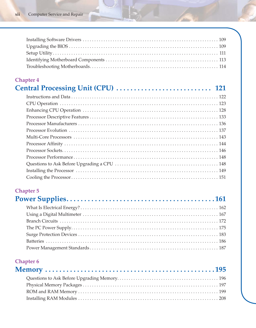Computer Service and Repair, 4th Edition page xii