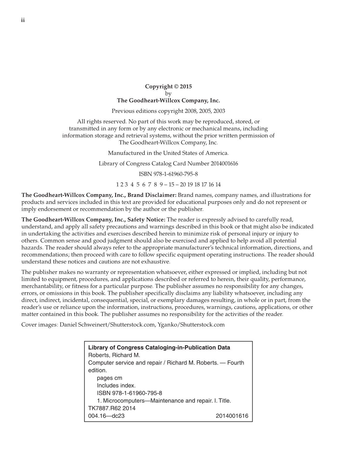 Computer Service and Repair, 4th Edition page ii