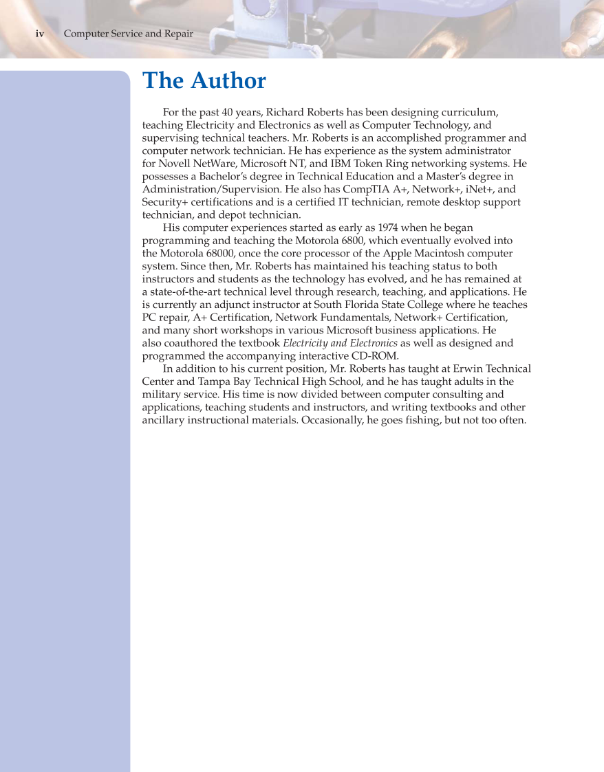 Computer Service and Repair, 4th Edition page iv