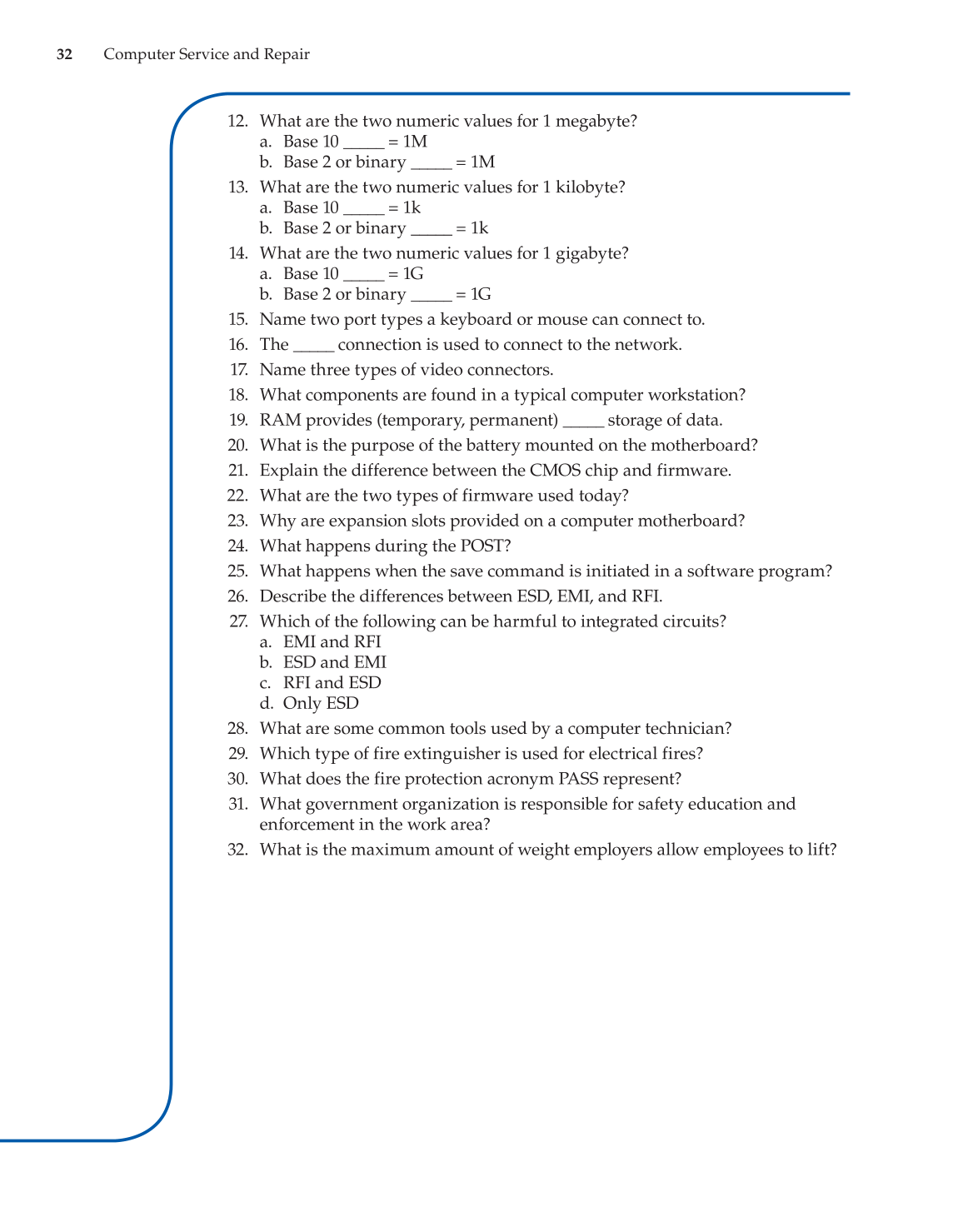 Computer Service and Repair, 4th Edition page 32