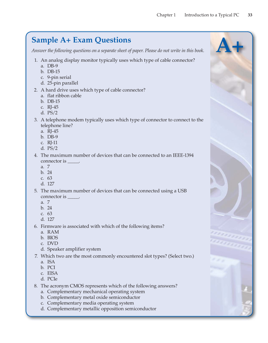 Computer Service and Repair, 4th Edition page 33