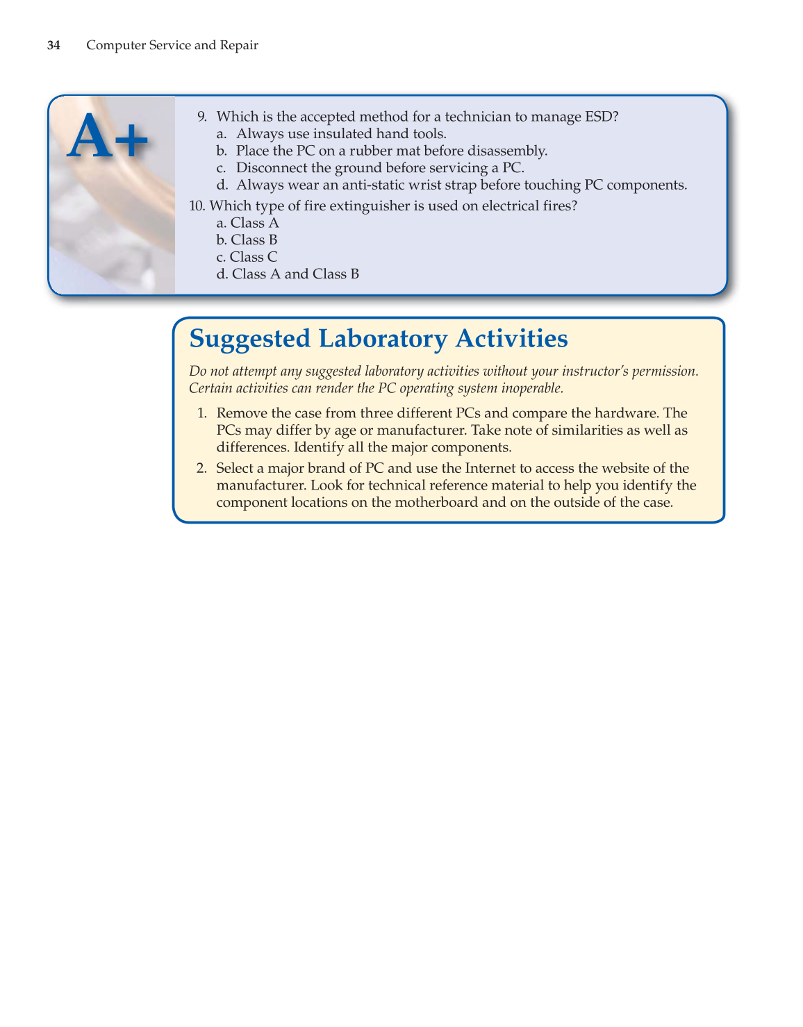 Computer Service and Repair, 4th Edition page 34