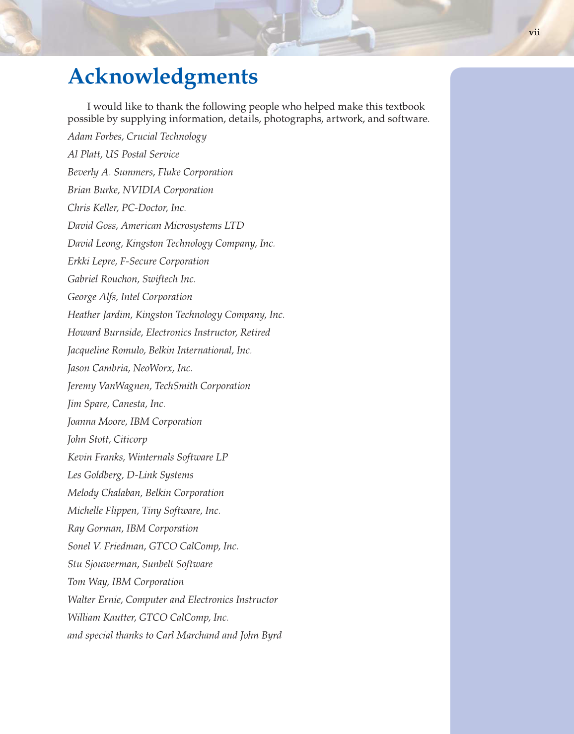Computer Service and Repair, 4th Edition page vii