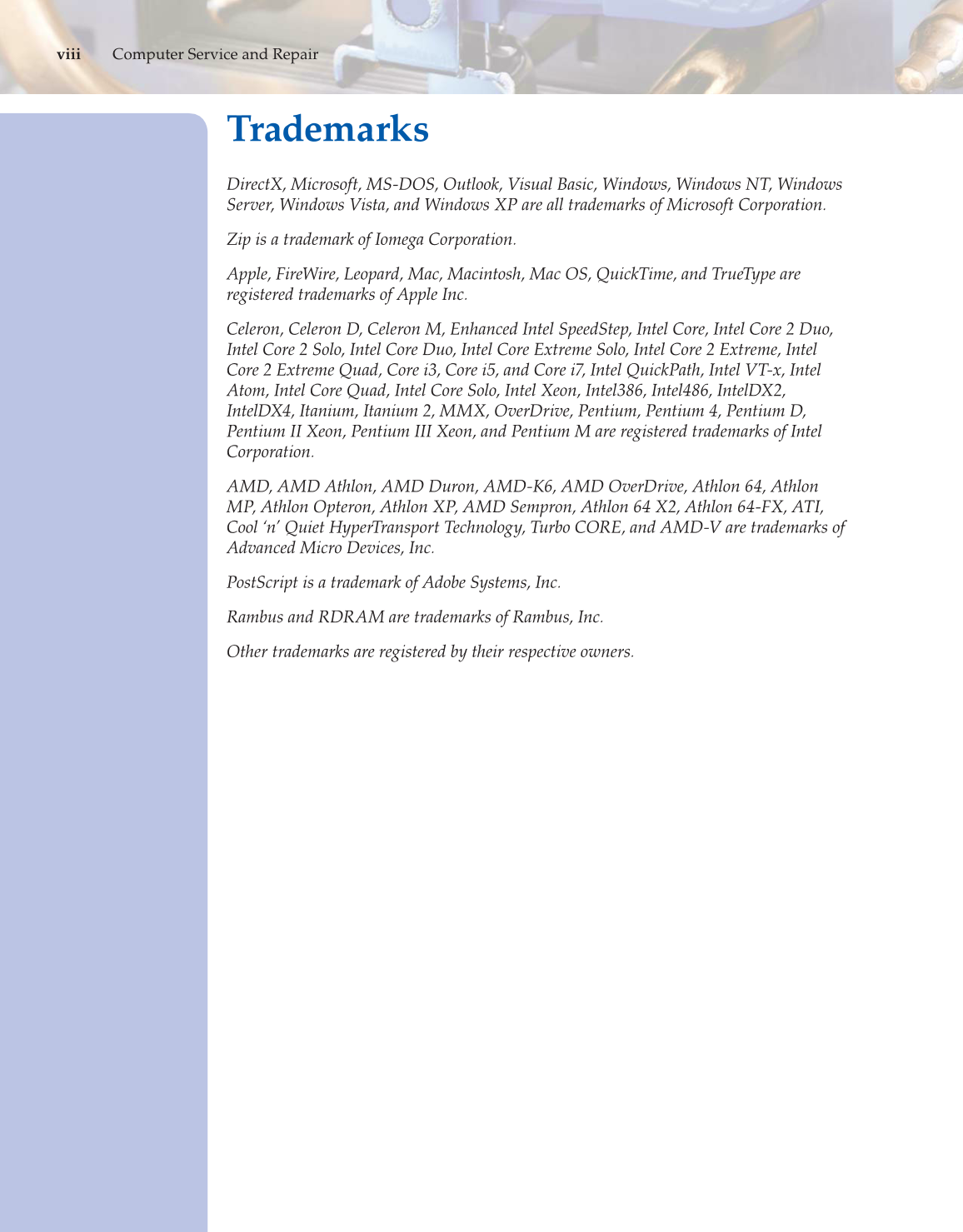 Computer Service and Repair, 4th Edition page viii