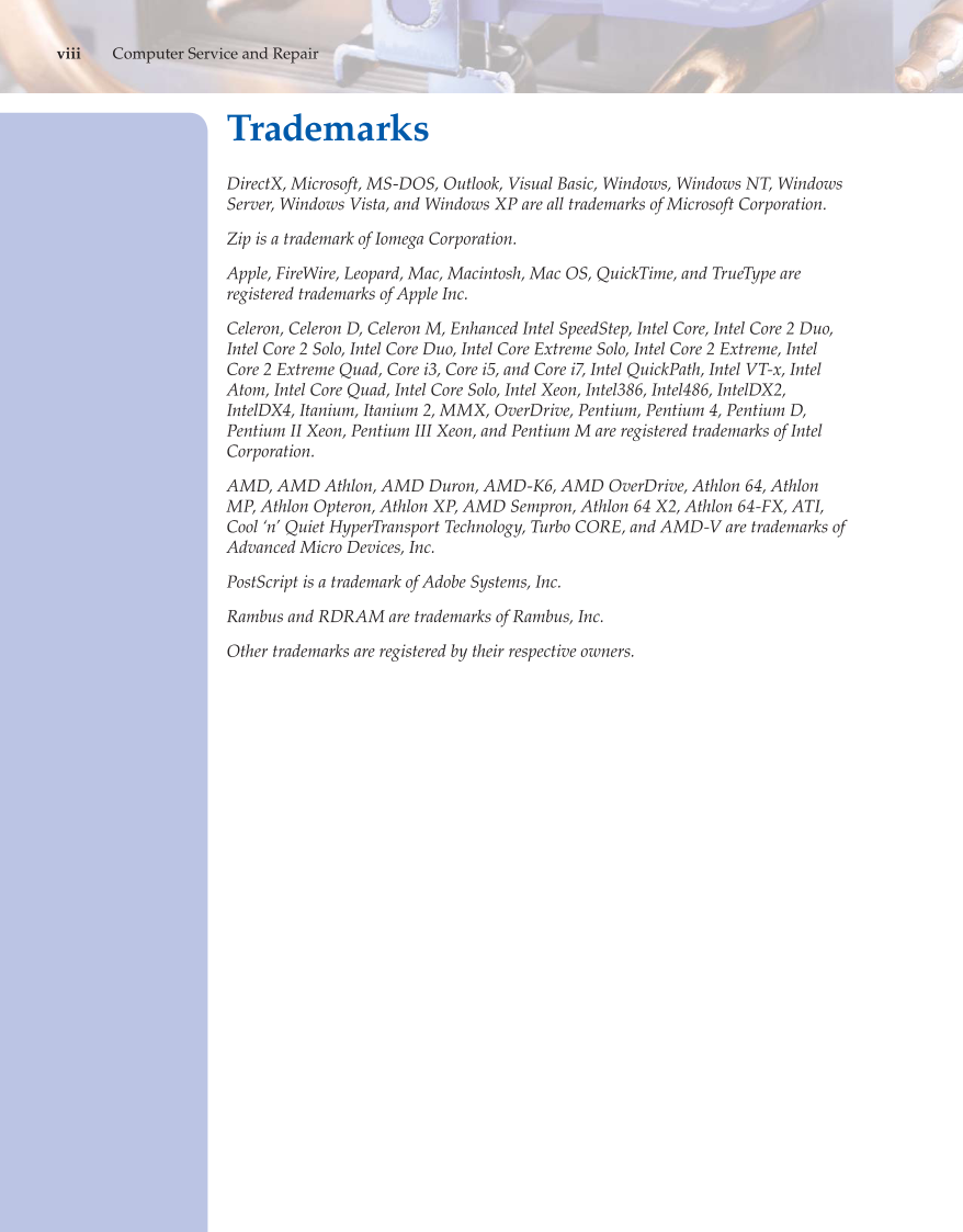 Computer Service and Repair, 4th Edition page viii