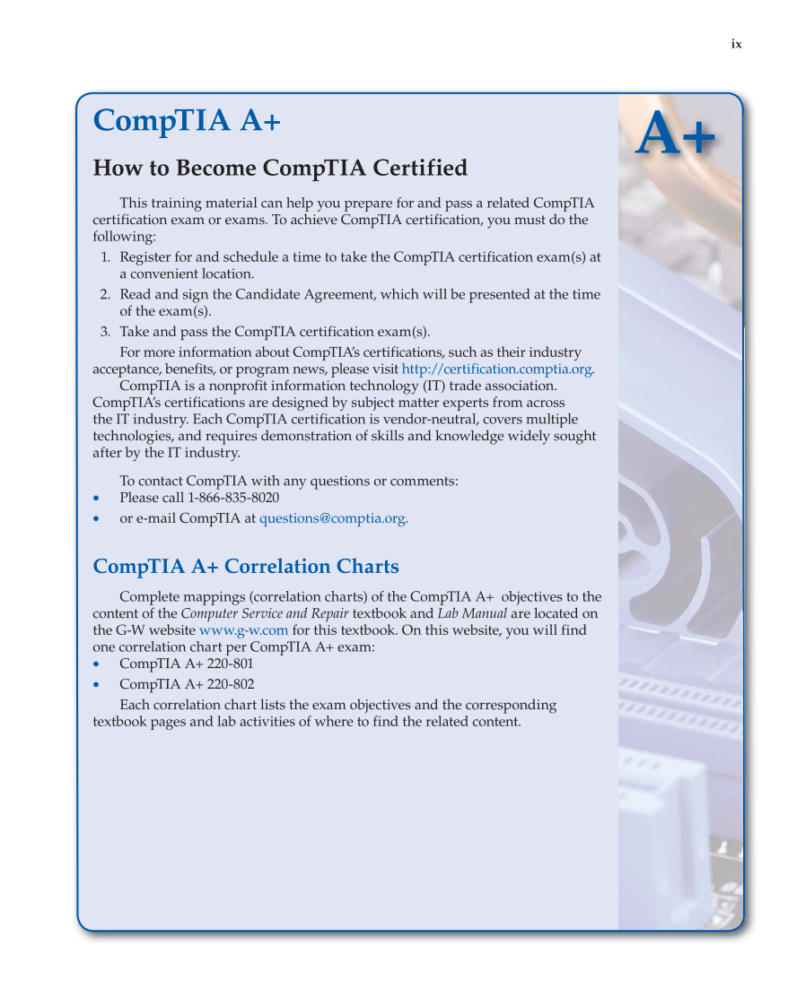 Computer Service and Repair, 4th Edition page ix