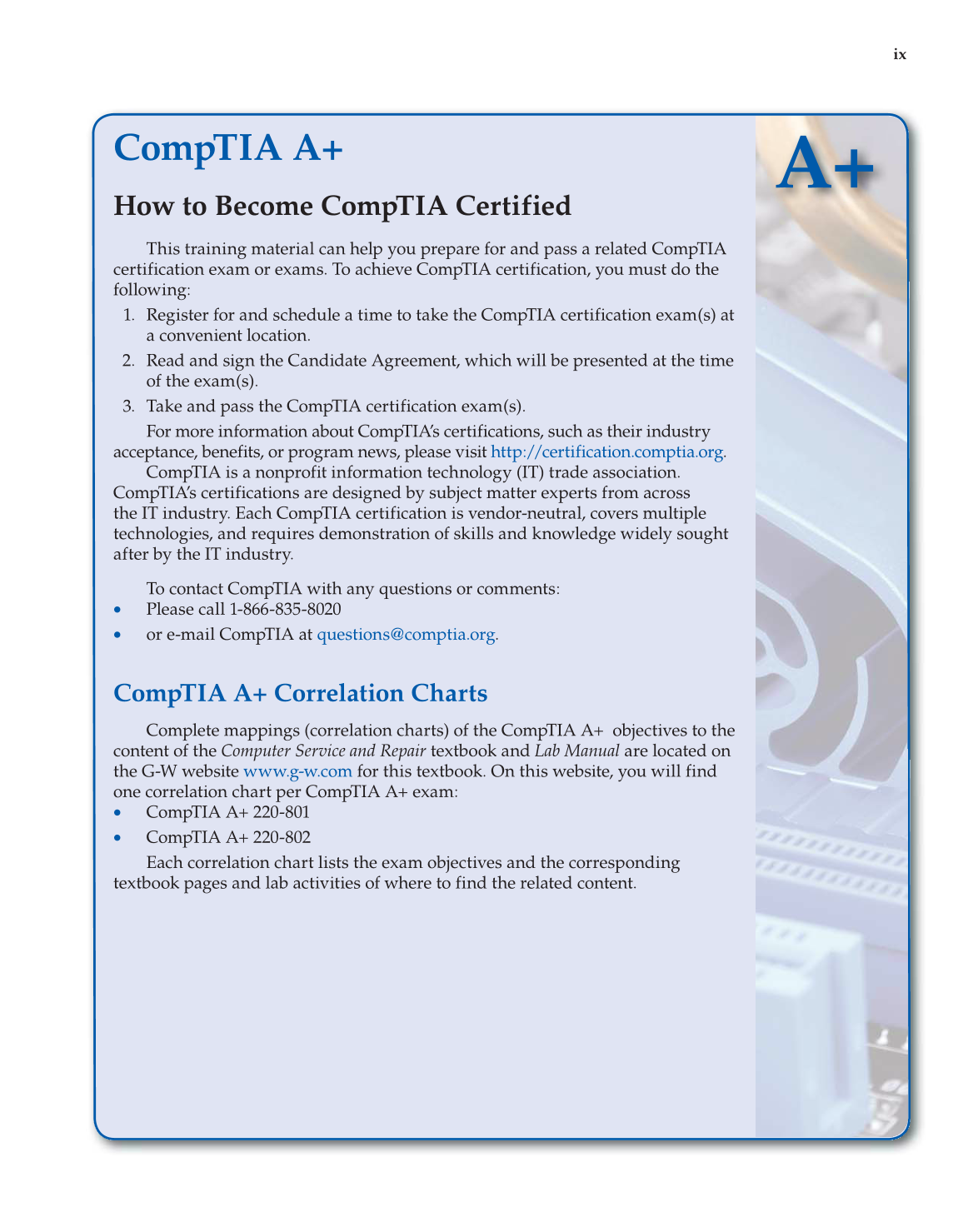 Computer Service and Repair, 4th Edition page ix