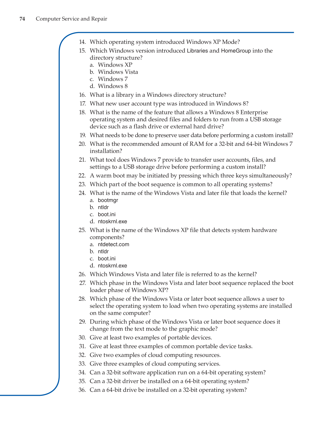 Computer Service and Repair, 4th Edition page 74