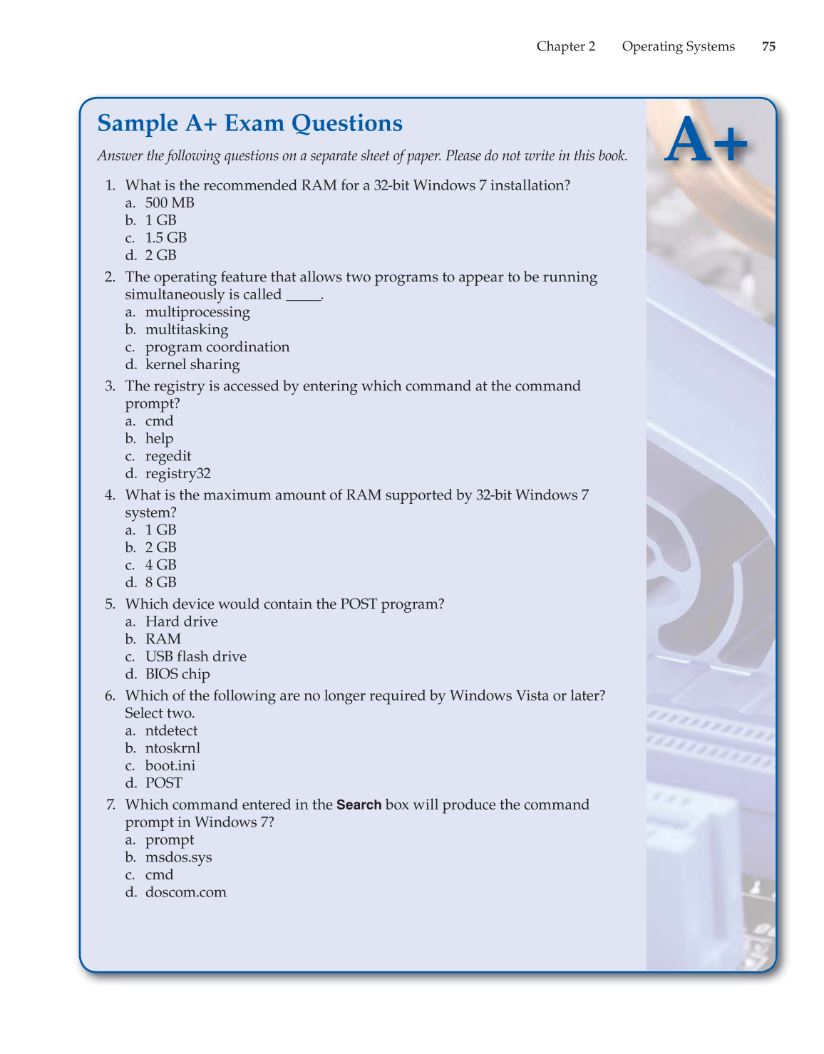 Computer Service and Repair, 4th Edition page 75