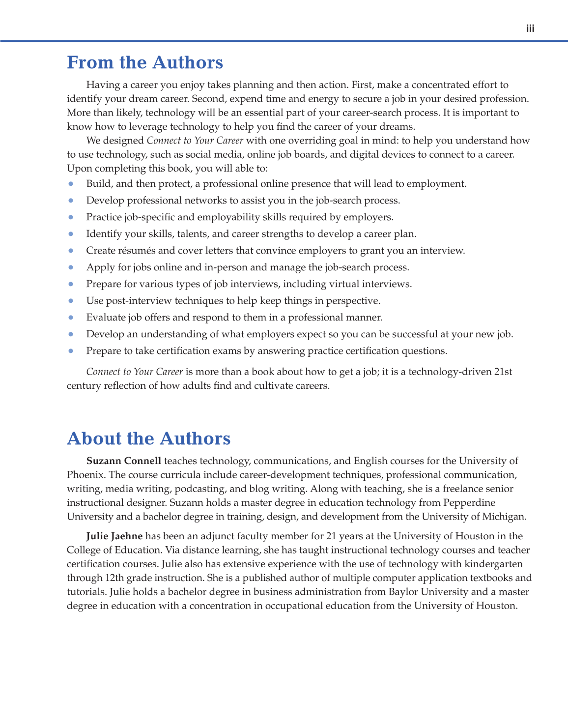 Connect to Your Career, 1st Edition page iii