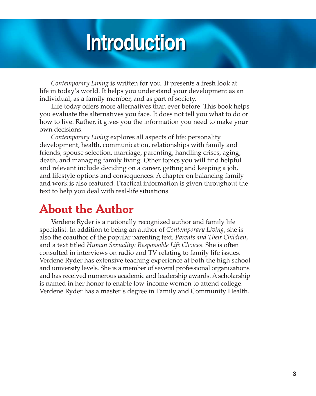 Contemporary Living, 12th Edition page 3